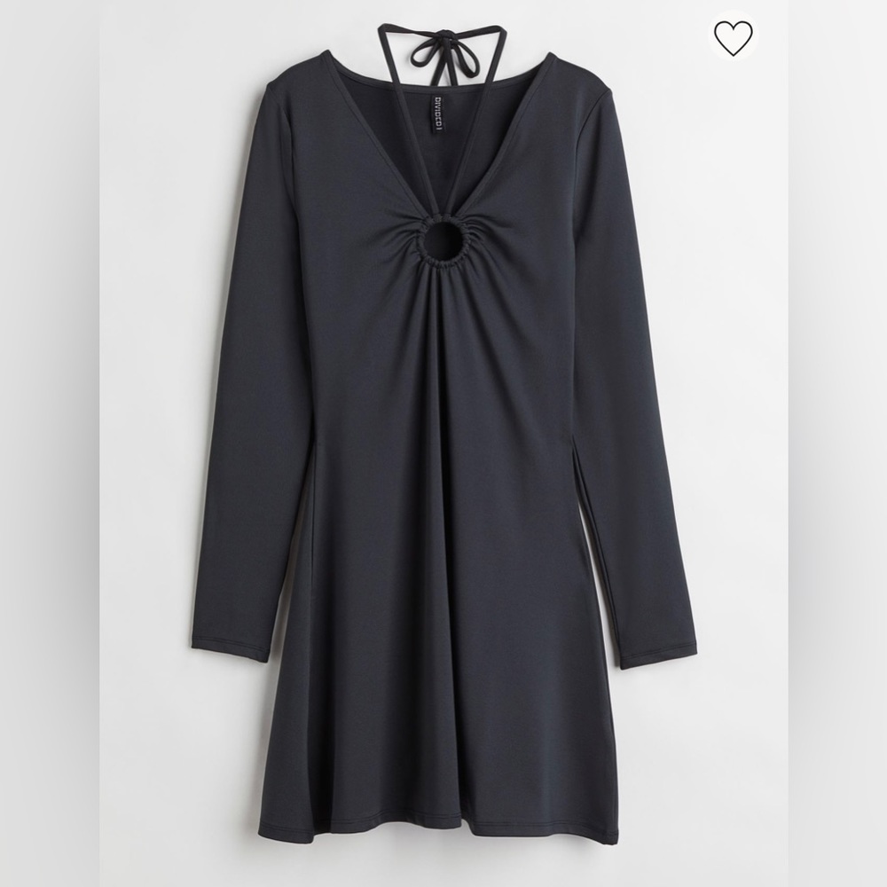 H&M V-Neck Mini Dress Black Large